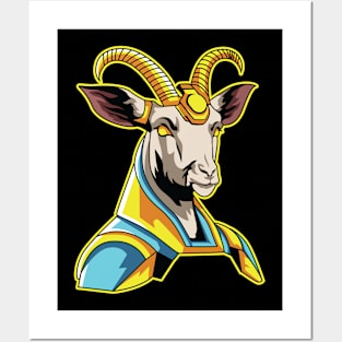 cyborg goat Illustration Posters and Art